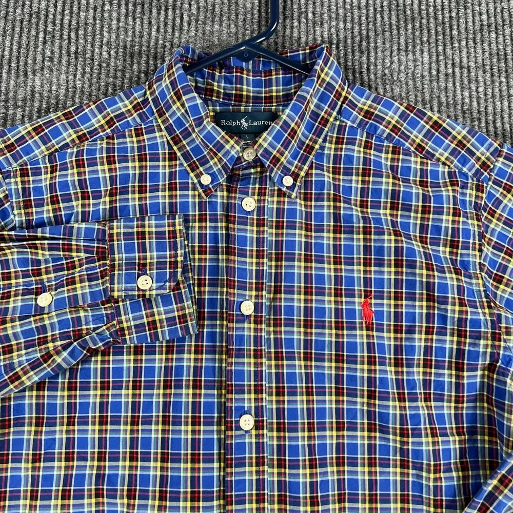 Ralph Lauren Shirt Youth Boys‎ Large Blue Plaid Long Sleeve Button Down Casual